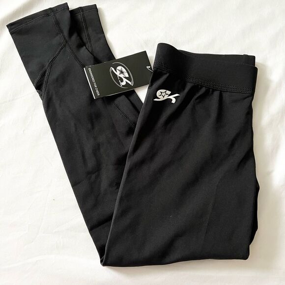 GK NWT cheer leggings mesh calf size adult small black - Picture 1 of 5